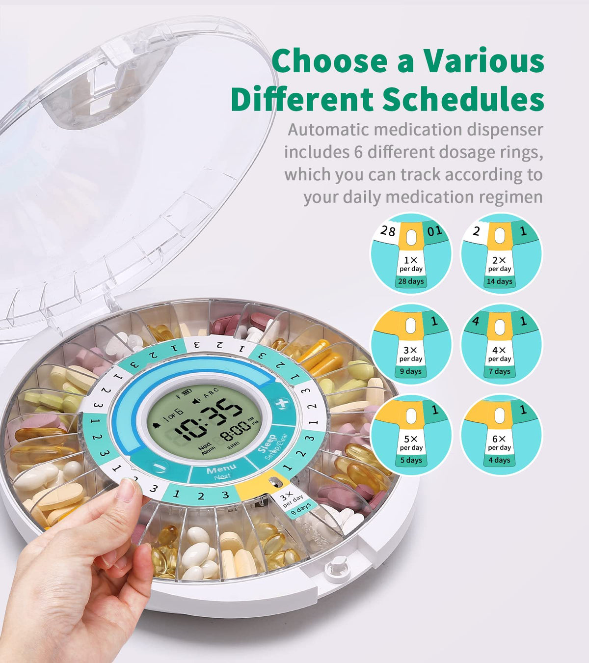 SMARTPILL Medsmart Automatic Pill Dispenser with Bluetooth, 28 Day Electronic Pill Dispenser, Home use