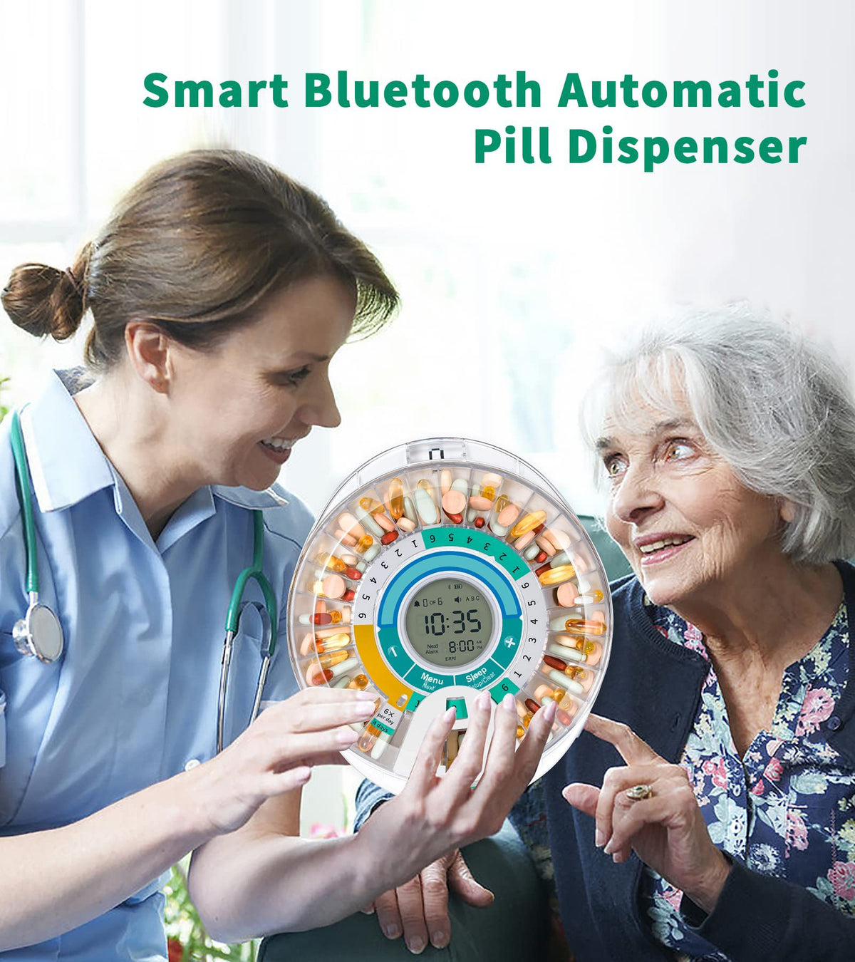 SMARTPILL Medsmart Automatic Pill Dispenser with Bluetooth, 28 Day Electronic Pill Dispenser, Home use