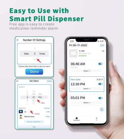 SMARTPILL Medsmart Automatic Pill Dispenser with Bluetooth, 28 Day Electronic Pill Dispenser, Home use